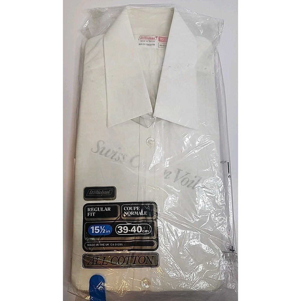 ST. MICHAEL VINTAGE Size 15 1/2" Men's White Long Sleeve Shirt Button Down NIP